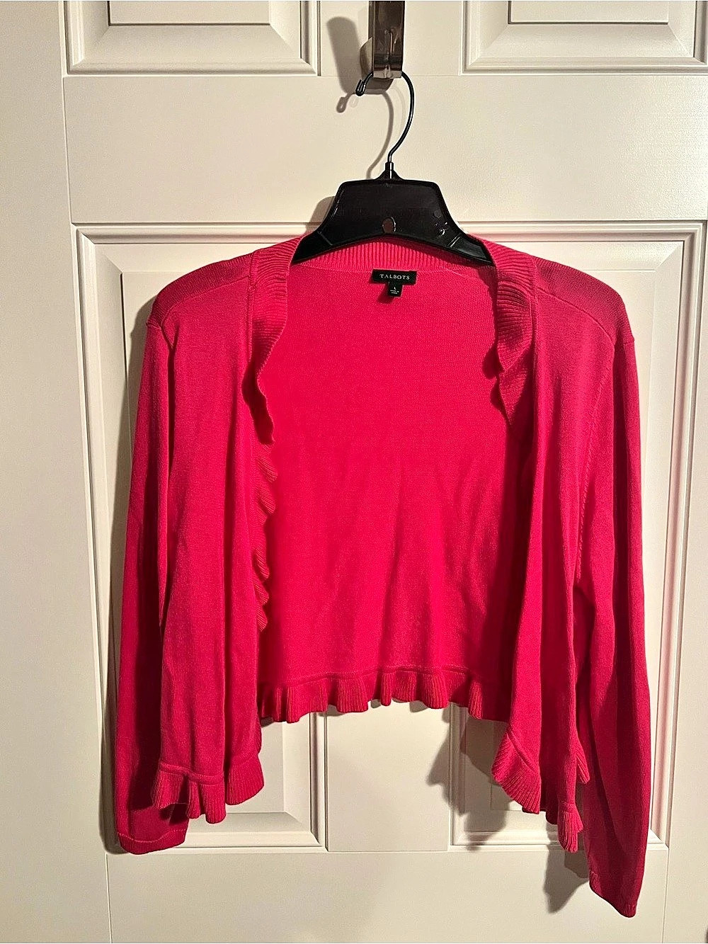Talbots Ruffle-Trim Bolero Shrug Pink Size Large